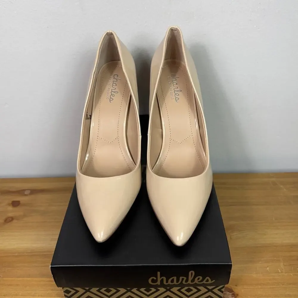 New Charles David Pact Stiletto Heel Pumps in Nude Patent Women's Size 9
